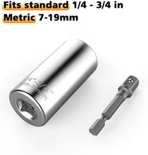 Load image into Gallery viewer, Universal Socket, KUSONKEY Professional 7mm-19mm Universal Socket Tool Sets with Power Drill Adapter Best Gift for Men, DIY Handyman, Father/Dad, Husband, Boyfriend, Him, Women
