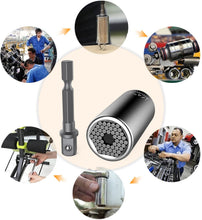 Load image into Gallery viewer, Universal Socket, KUSONKEY Professional 7mm-19mm Universal Socket Tool Sets with Power Drill Adapter Best Gift for Men, DIY Handyman, Father/Dad, Husband, Boyfriend, Him, Women
